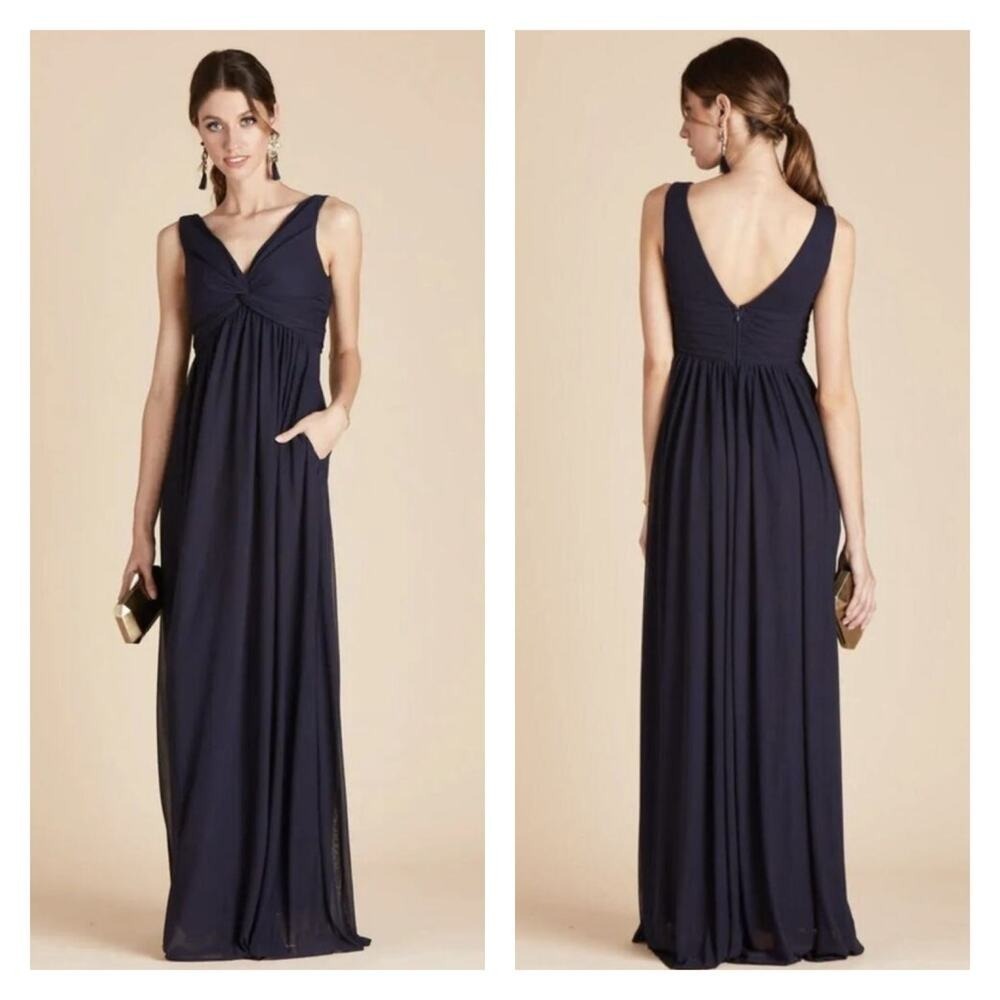 Birdy Grey Lianna Bridesmaid Maxi Dress Womens S Blue Empire Waist